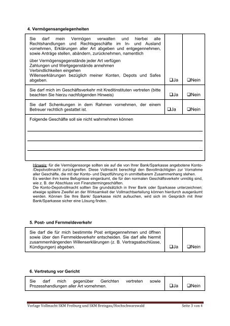 Vollmacht - SKM Freiburg