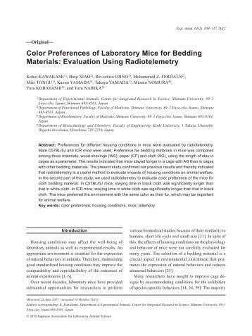 Color Preferences of Laboratory Mice for Bedding Materials ...