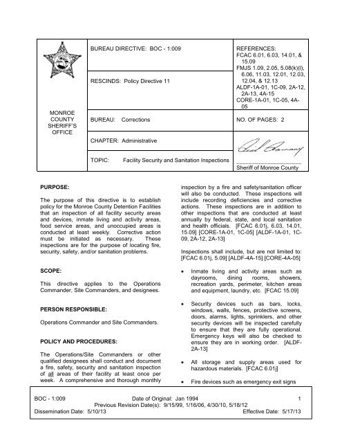 Chapter 1 - Administration - Monroe County Sheriff's Office