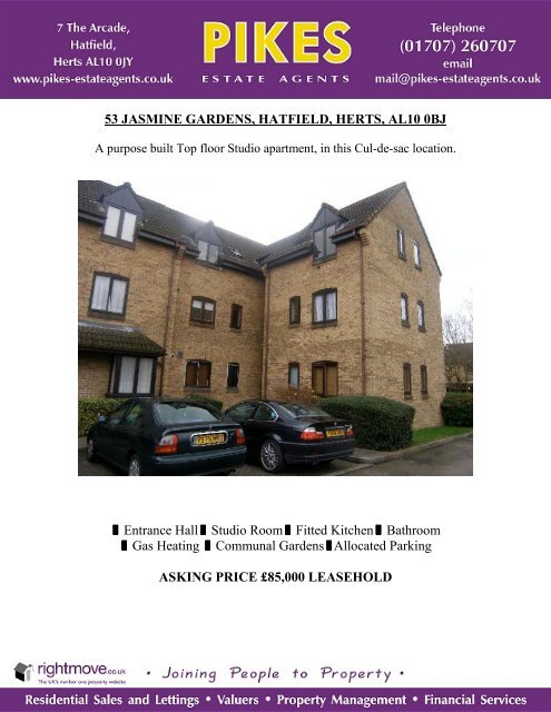 53 JASMINE GARDENS, HATFIELD, HERTS, AL10 0BJ ... - Pikes