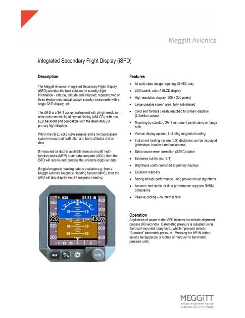 integrated Secondary Flight Display (iSFD) - Meggitt Avionics