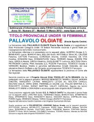 TITOLO PROVINCIALE UNDER 18 FEMMINILE - FIPAV Como