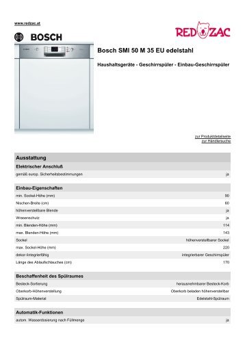 Produktdatenblatt Bosch SMI 50 M 35 EU edelstahl - Red Zac