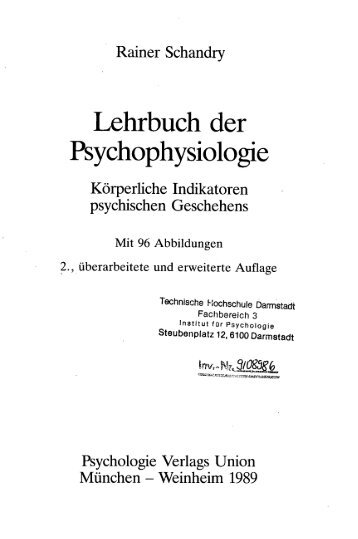 Lehrbuch der Psychophysiologie - Technische Universität Darmstadt