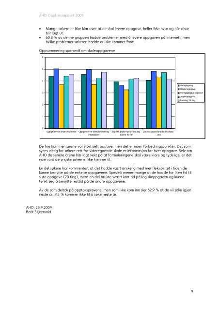 AHO Opptaksrapport 2009 - Arkitektur- og designhÃ¸gskolen i Oslo ...