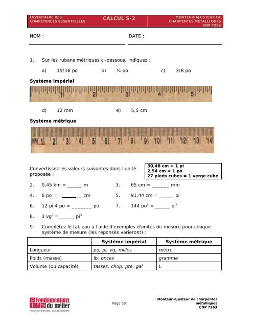 Manuel des compétences essentielles : Monteur-ajusteur de ...