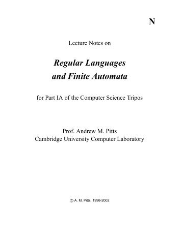 N Regular Languages and Finite Automata - The Computer Science ...