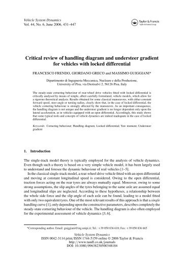 Critical review of handling diagram and understeer gradient for ...