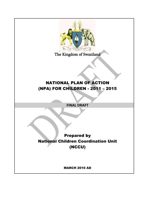 National Plan of Action for Children - WASH in Schools