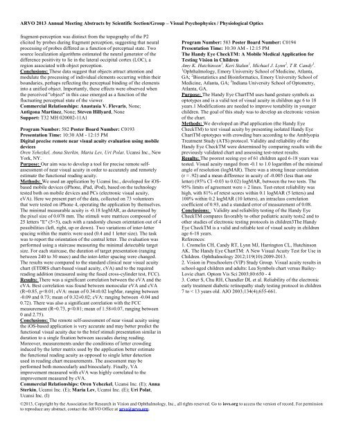 Visual Psychophysics / Physiological Optics - ARVO