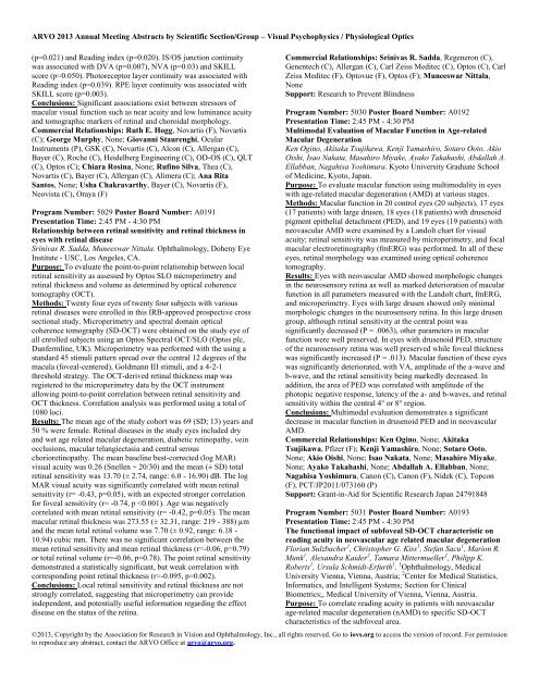 Visual Psychophysics / Physiological Optics - ARVO