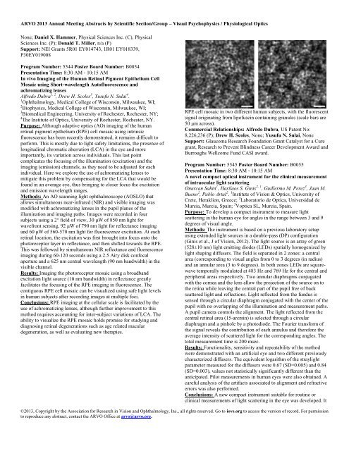 Visual Psychophysics / Physiological Optics - ARVO