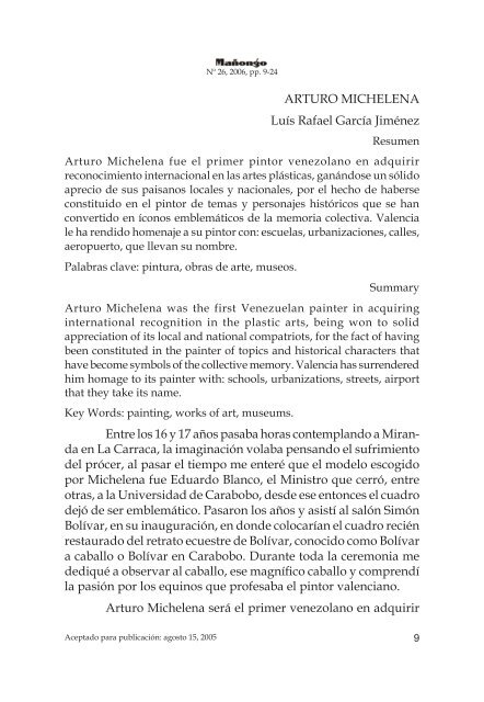 ARTURO MICHELENA LuÃ­s Rafael GarcÃ­a JimÃ©nez Entre los 16 y ...