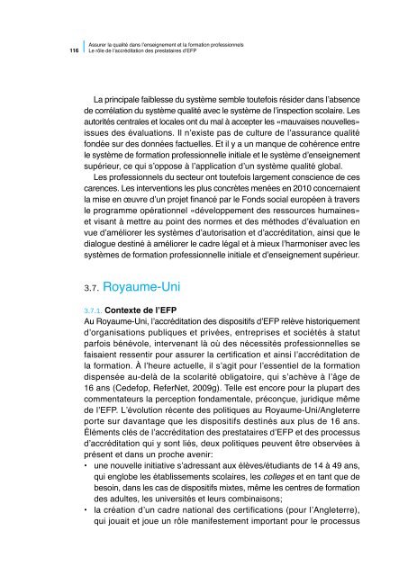 Assurer la qualitÃ© dans l'enseignement et la ... - Cedefop - Europa