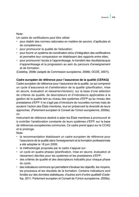 Assurer la qualitÃ© dans l'enseignement et la ... - Cedefop - Europa