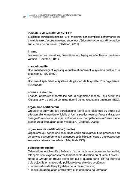 Assurer la qualitÃ© dans l'enseignement et la ... - Cedefop - Europa