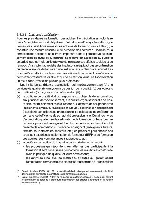 Assurer la qualitÃ© dans l'enseignement et la ... - Cedefop - Europa