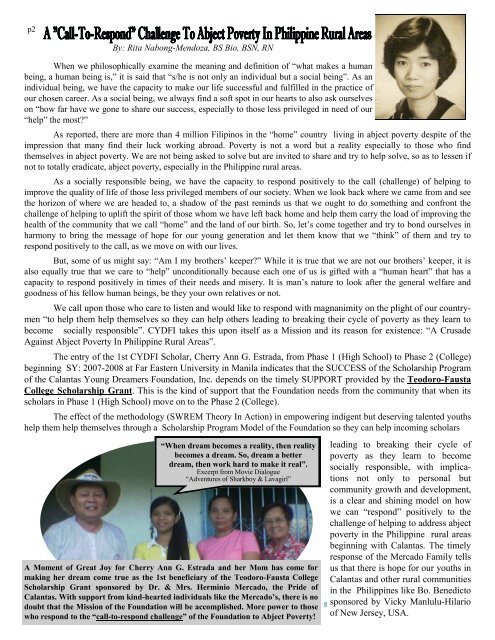 CYDF Newsletter, Vol.2, Issue 1, 2007 August 2008 - Calantas ...