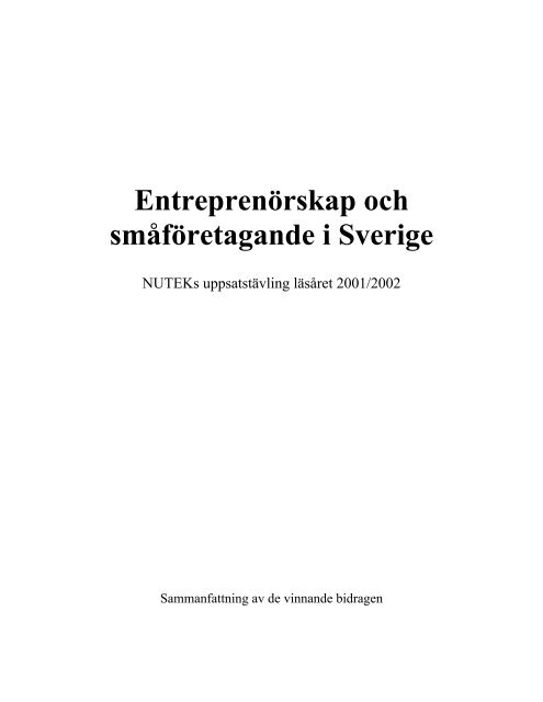 EntreprenÃ¶rskap och smÃ¥fÃ¶retagande i Sverige - Esbri