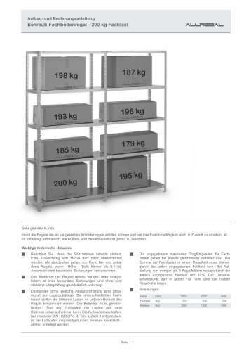 Schraub-Fachbodenregal - 200 kg Fachlast Allregal