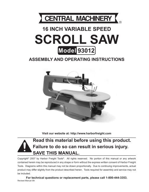 SCROLL SAW - Harbor Freight Tools