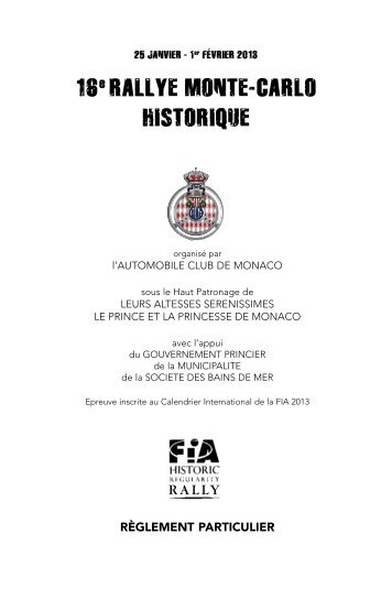 16e Rallye Monte-CaRlo HistoRique - Automobile Club de Monaco