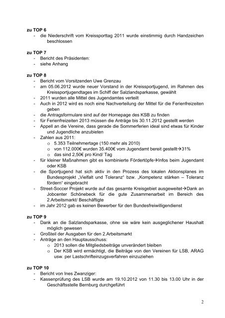 Protokoll Hauptausschuss 2012 - KSB Salzland eV