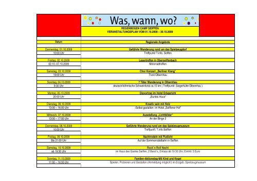 REGENBOGEN CAMP SEIFFEN ... - Regenbogen AG