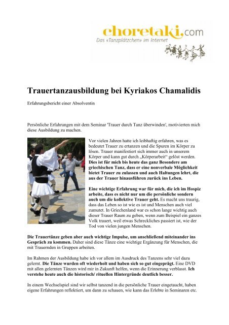 Trauertanzausbildung bei Kyriakos Chamalidis - Choretaki