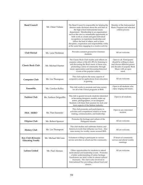 BELLFLOWER HIGH SCHOOL Curriculum Handbook 2011 - 2012