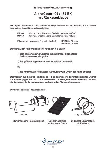 AlphaClean 100 / 150 RK mit Rückstauklappe