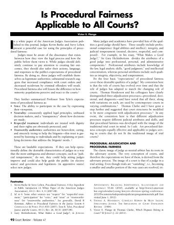 Is Procedural Fairness Applicable to All Courts? - American Judges ...