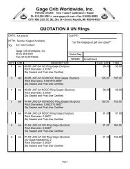 QUOTATION # UN Rings - Ring & Plug Thread Gages