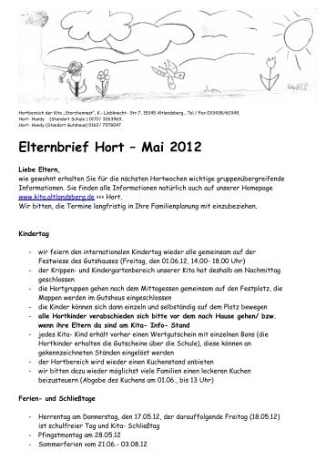 Elternbrief Hort â Mai 2012 - der Kita Storchennest in Altlandsberg