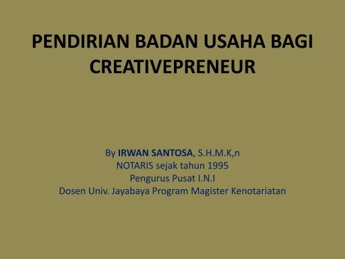 pendirian badan usaha bagi creativepreneur - Indonesia Kreatif