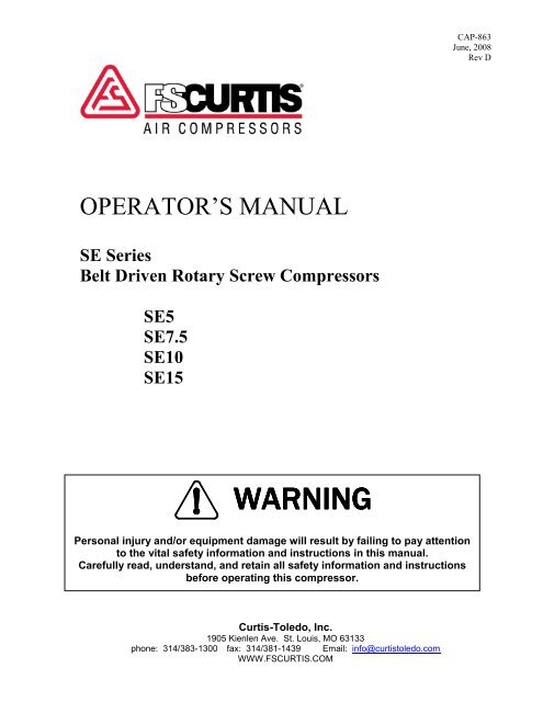 Owners Manual - Air Compressors Direct