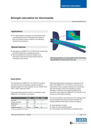 Strength calculation for thermowells - WIKA Polska