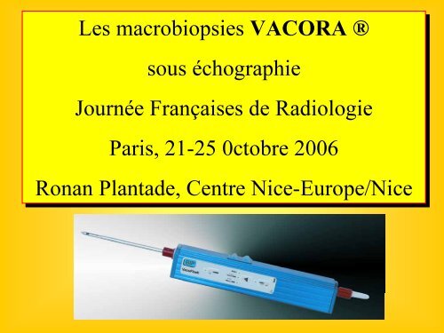 Les macrobiopsies VACORA Â® sous Ã©chographie JournÃ©e ...