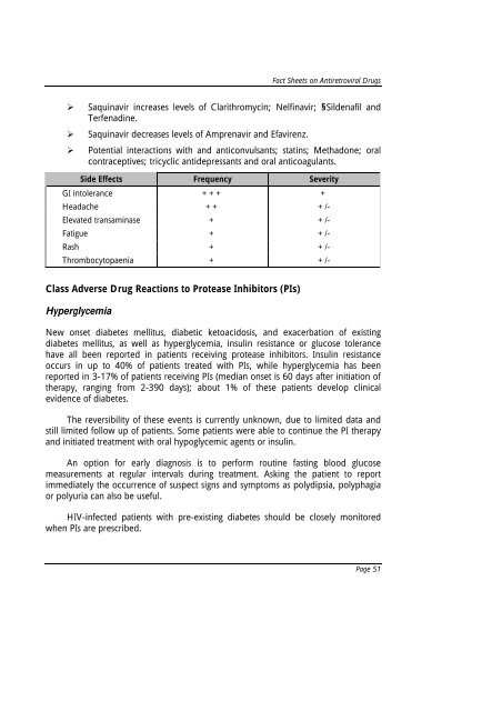 Fact Sheets on Antiretroviral Drugs