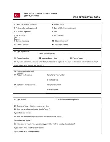 Turkey Visa Application Form