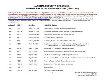 National Security Directives - List with Supporting Documents