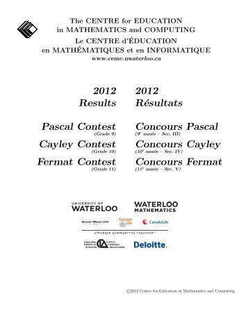 Cayley Contest - CEMC - University of Waterloo