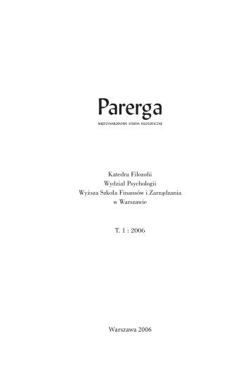 pobierz - Parerga - WyÅ¼sza SzkoÅa FinansÃ³w i ZarzÄdzania