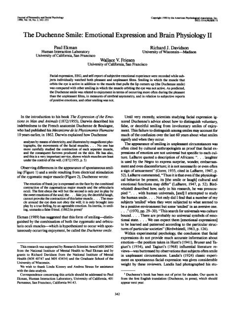 The Duchenne Smile: Emotional Expression and Brain Physiology II