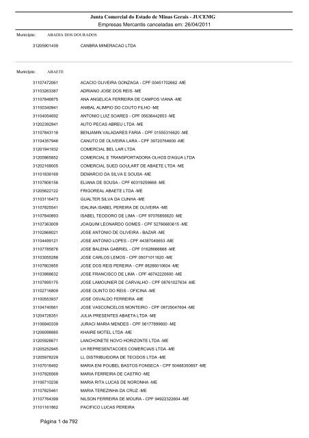 Junta Comercial do Estado de Minas Gerais - JUCEMG Empresas ...