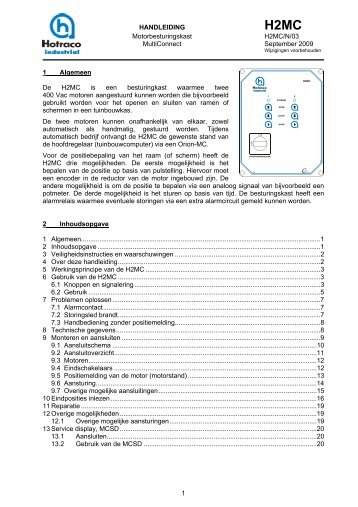 1 HANDLEIDING Motorbesturingskast H2MC/N/03 MultiConnect ...