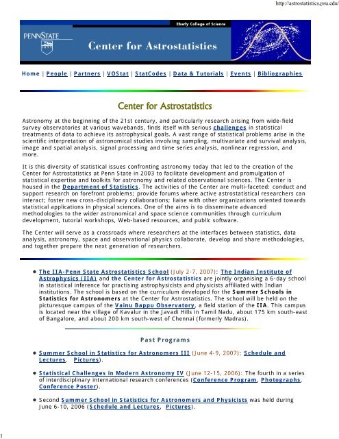 Center for Astrostatistics - Indian Institute of Astrophysics