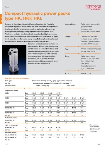 Compact hydraulic power packs type HK, HKF, HKL - Hidracomp