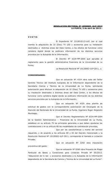 Licitacion Privada NÂº 04 -2013 Pliego de Bases y Condiciones