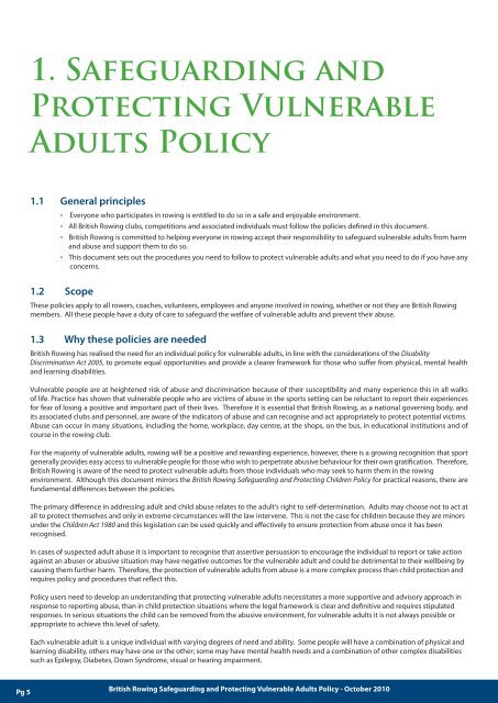 British Rowing Safeguarding and Protecting Vulnerable Adults Policy